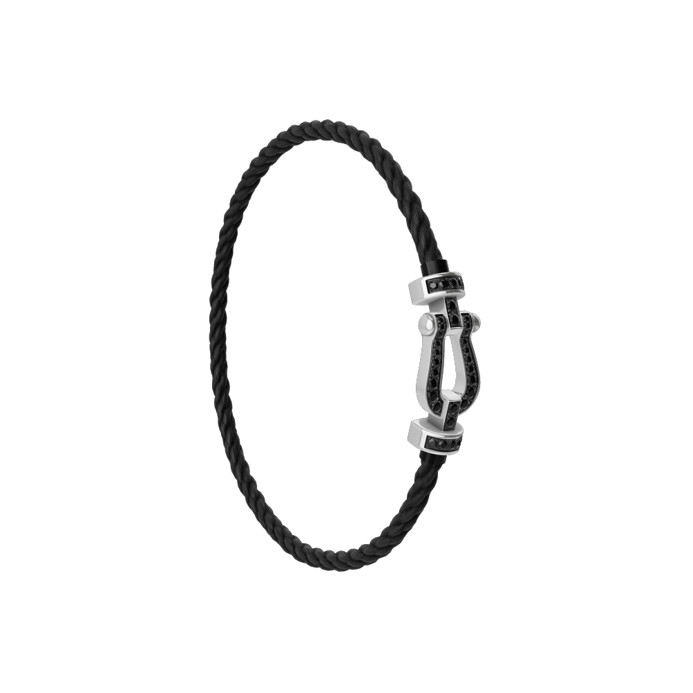 FRED FORCE 10 BRACELET Stainless steel and gold plating WHITE GOLD AND BLACK DIAMONDS MEDIUM MODE