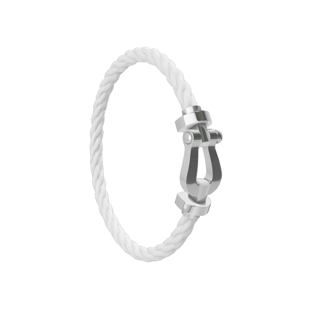 FRED FORCE 10 BRACELET Stainless steel and gold plating WHITE GOLD LARGE MODEL