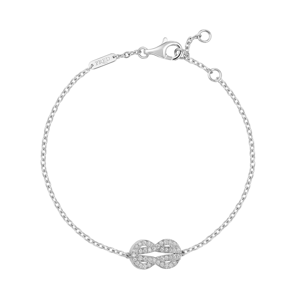 FRED CHANCE INFINIE BRACELET Stainless steel and gold plating WHITE GOLD AND DIAMONDS MEDIUM MODEL