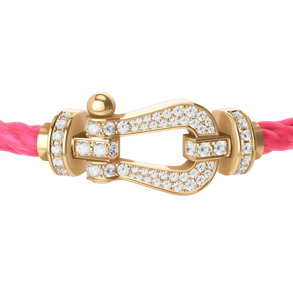 FRED FORCE 10 BRACELET Stainless steel and gold plating YELLOW GOLD AND DIAMONDS LARGE MODEL