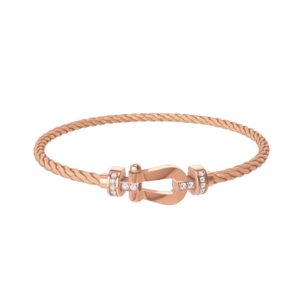 FRED FORCE 10 BRACELET Stainless steel and gold plating PINK GOLD AND DIAMONDS MEDIUM MODEL