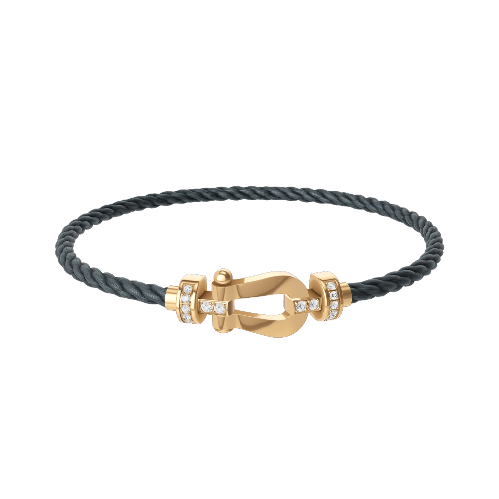FRED FORCE 10 BRACELET Stainless steel and gold plating YELLOW GOLD AND DIAMONDS MEDIUM MODEL
