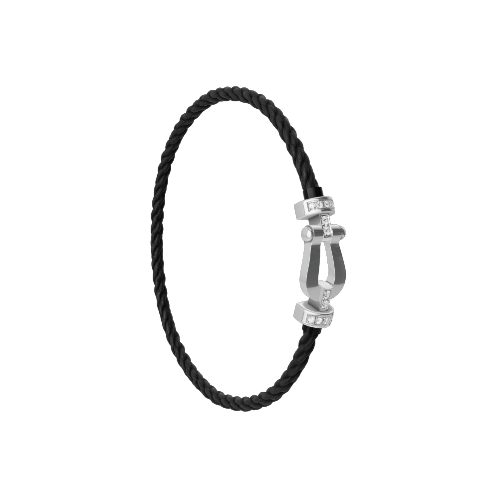 FRED FORCE 10 BRACELET Stainless steel and gold plating WHITE GOLD AND DIAMONDS MEDIUM MODEL