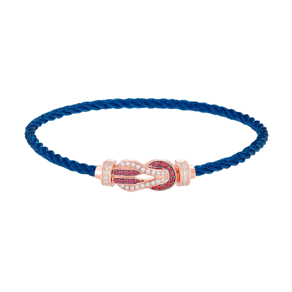 FRED CHANCE INFINIE BRACELET Stainless steel and gold plating PINK GOLD DIAMANTS AND RUBIES MEDIUM MODEL