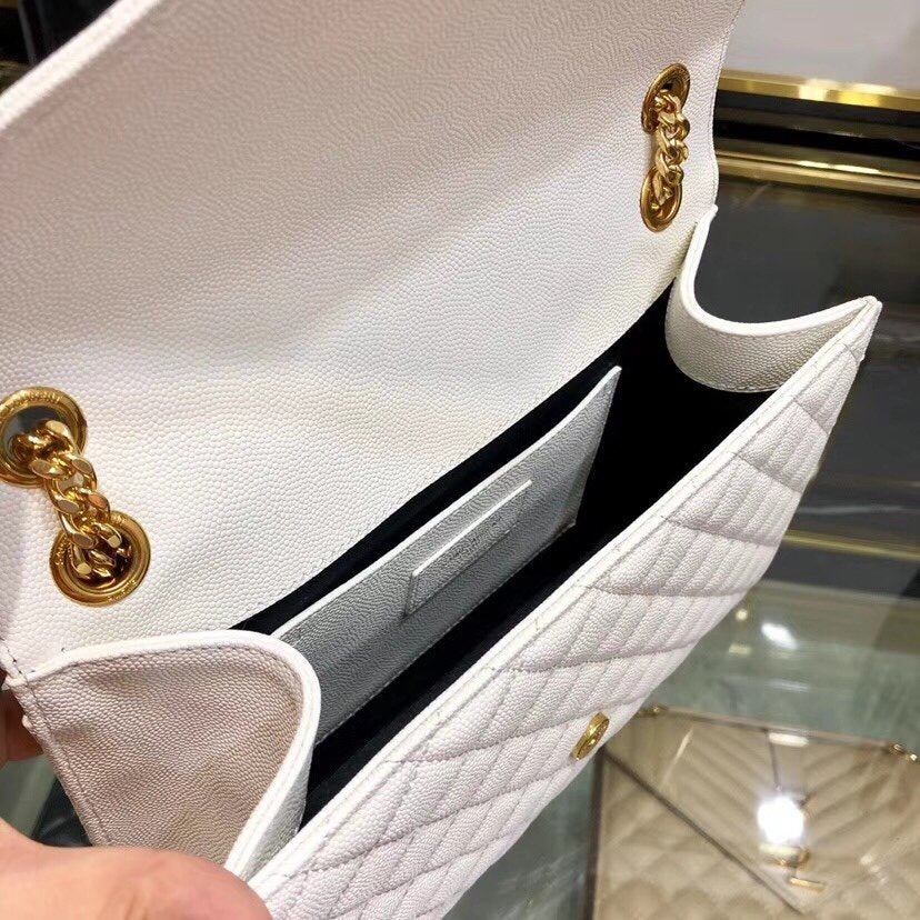 YSL ENVELOPE MEDIUM BAG IN MIX MATELASSÉ GRAIN DE POUDRE EMBOSSED LEATHER