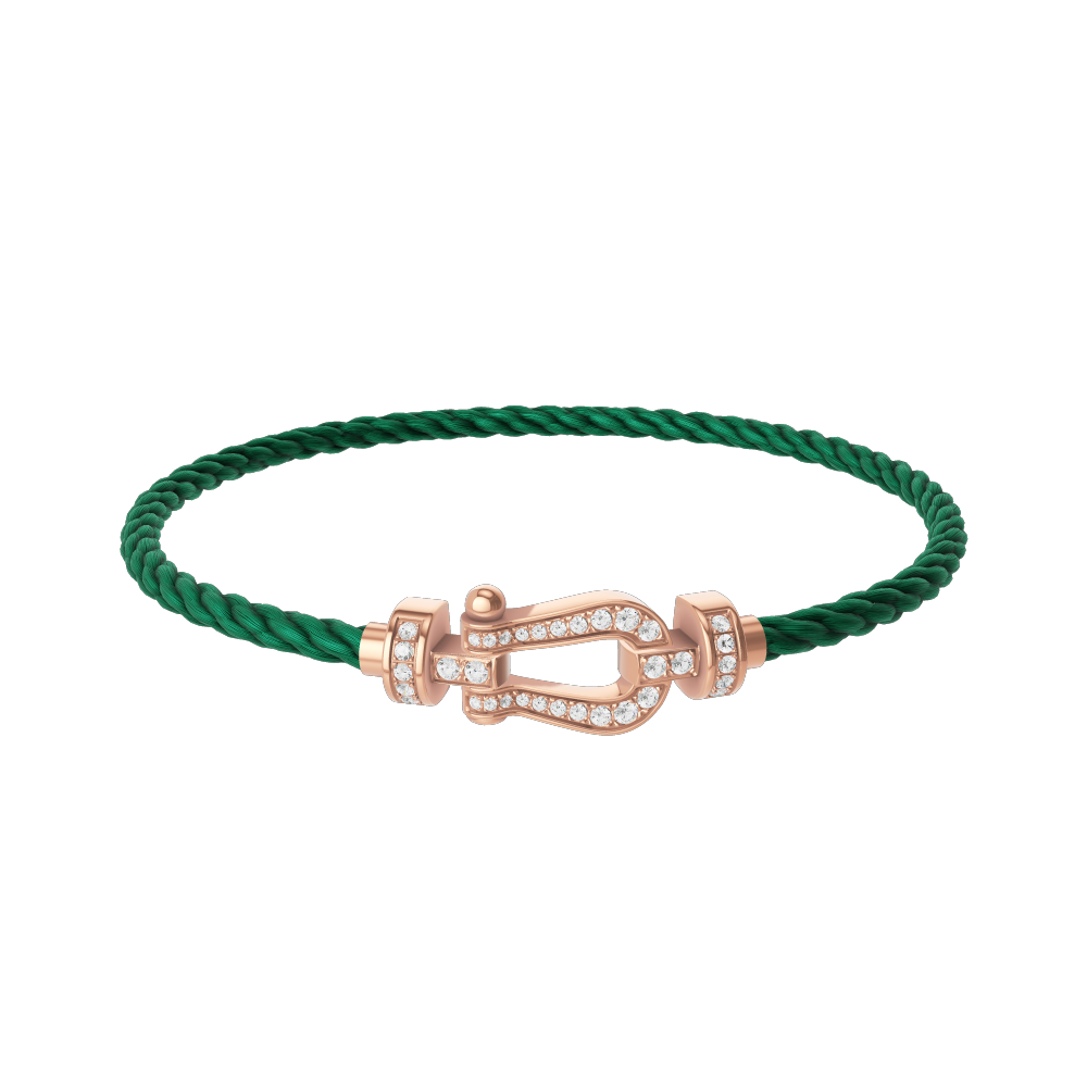 FRED FORCE 10 BRACELET Stainless steel and gold plating PINK GOLD AND DIAMONDS MEDIUM MODEL