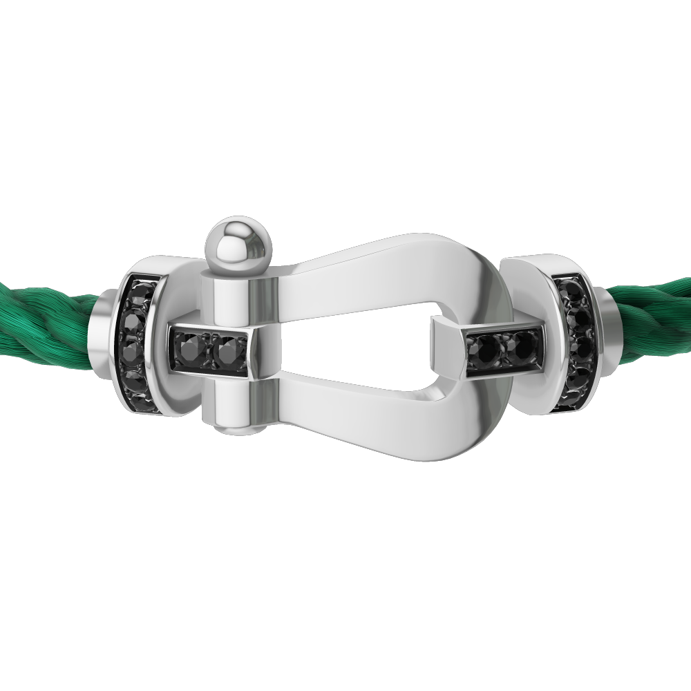 FRED FORCE 10 BRACELET Stainless steel and gold plating WHITE GOLD AND BLACK DIAMONDS LARGE MODEL