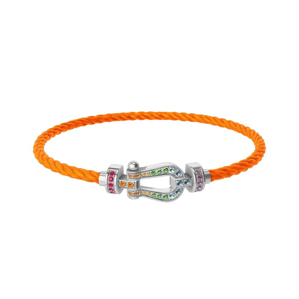 FRED FORCE 10 BRACELET MEDIUM MODEL IN Stainless steel and gold plating WHITE GOLD AND COLOURED STONES
