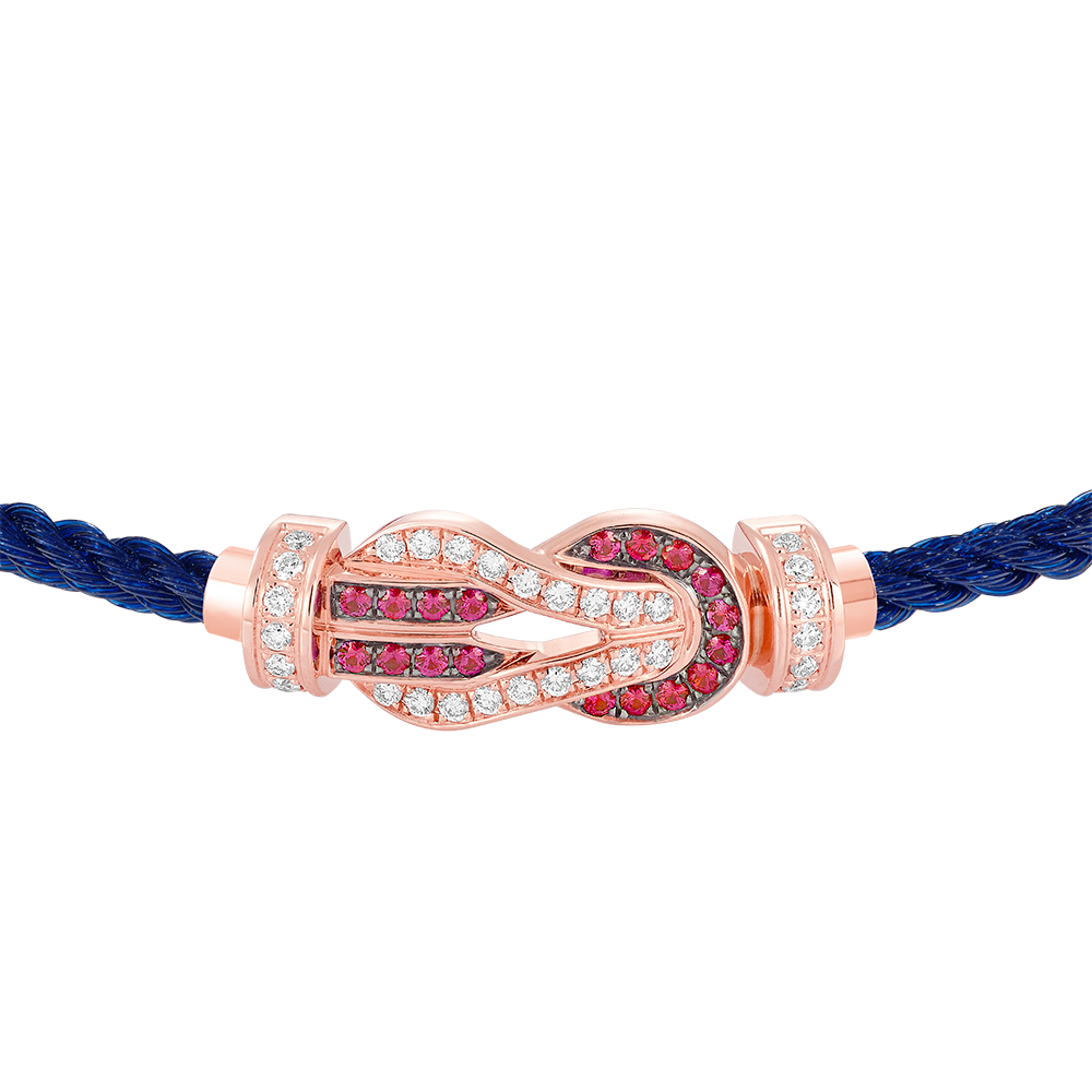 FRED CHANCE INFINIE BRACELET Stainless steel and gold plating PINK GOLD DIAMANTS AND RUBIES MEDIUM MODEL