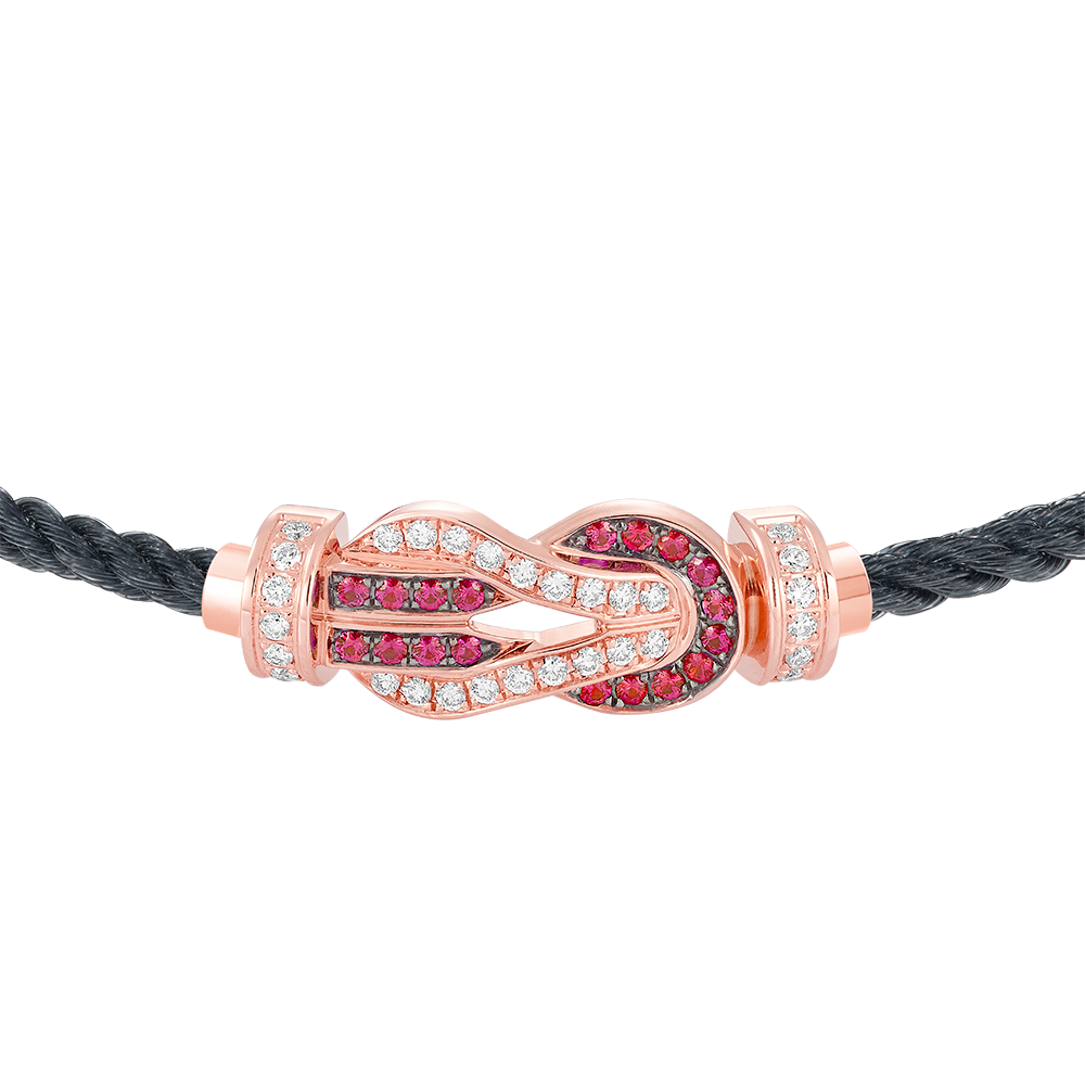 FRED CHANCE INFINIE BRACELET Stainless steel and gold plating PINK GOLD DIAMANTS AND RUBIES MEDIUM MODEL
