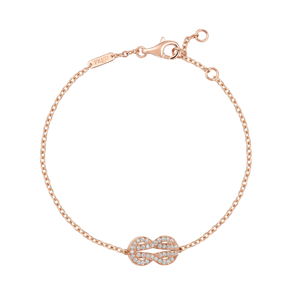 FRED CHANCE INFINIE BRACELET Stainless steel and gold plating PINK GOLD AND DIAMONDS MEDIUM MODEL