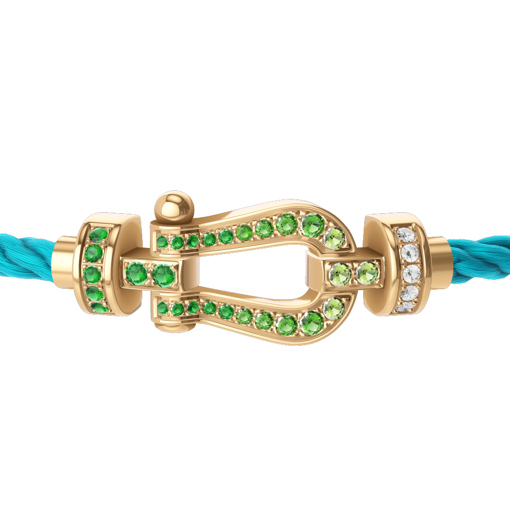 FRED FORCE 10 BRACELET Stainless steel and gold plating YELLOW GOLD AND COLORED STONES MEDIUM MODEL