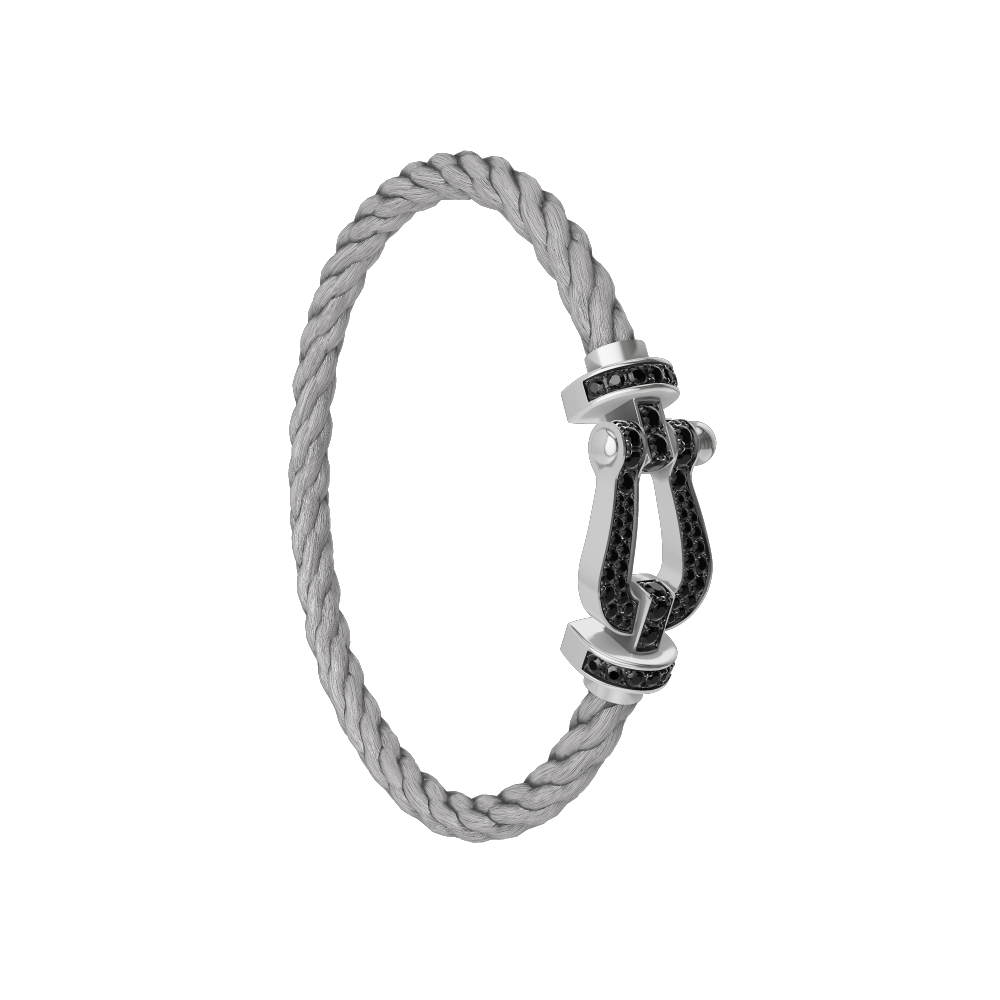 FRED FORCE 10 BRACELET Stainless steel and gold plating WHITE GOLD AND BLACK DIAMONDS LARGE MODEL