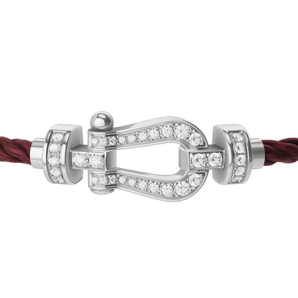 FRED FORCE 10 BRACELET Stainless steel and gold plating WHITE GOLD AND DIAMONDS MEDIUM MODEL