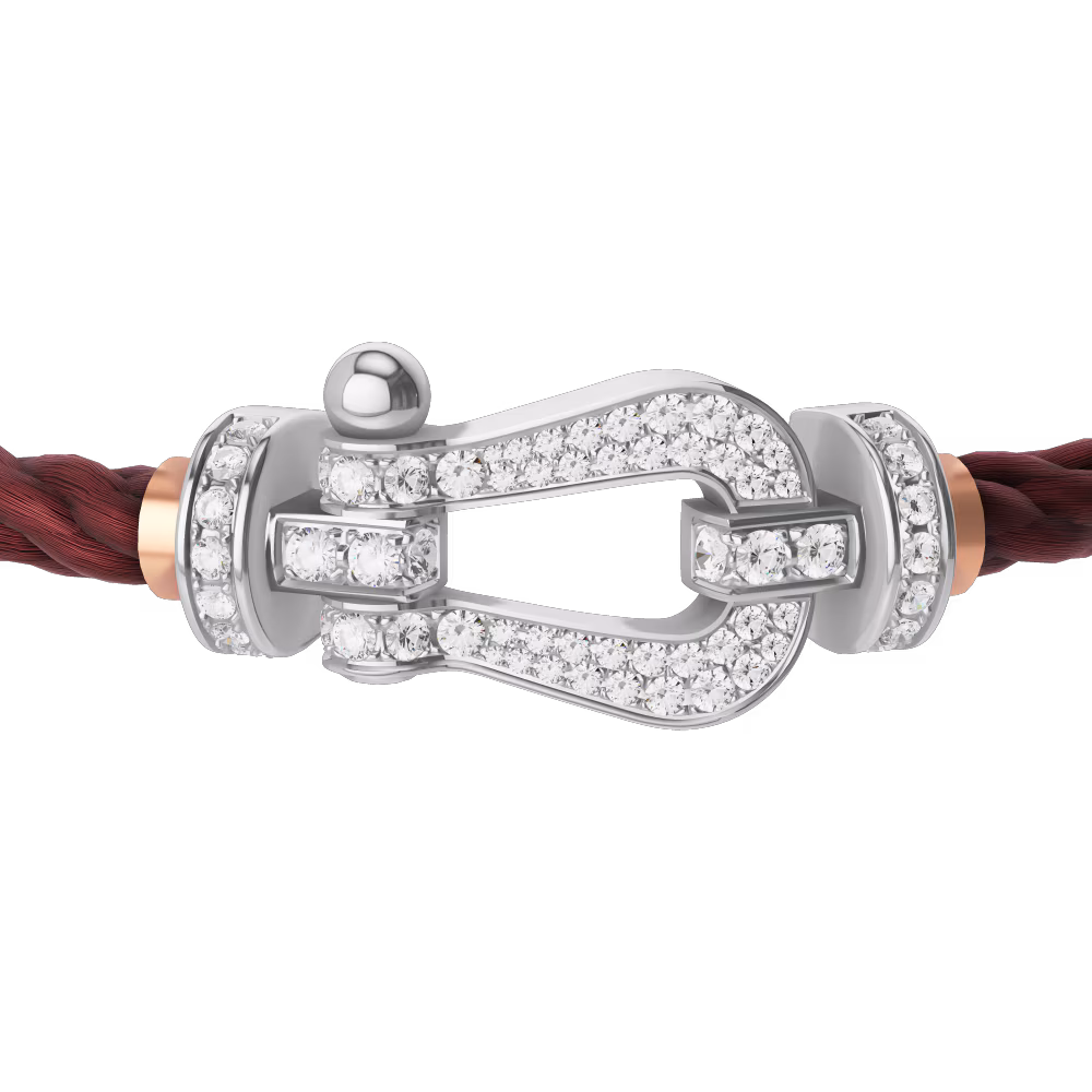 FRED FORCE 10 BRACELET Stainless steel and gold plating WHITE GOLD AND DIAMONDS LARGE MODEL