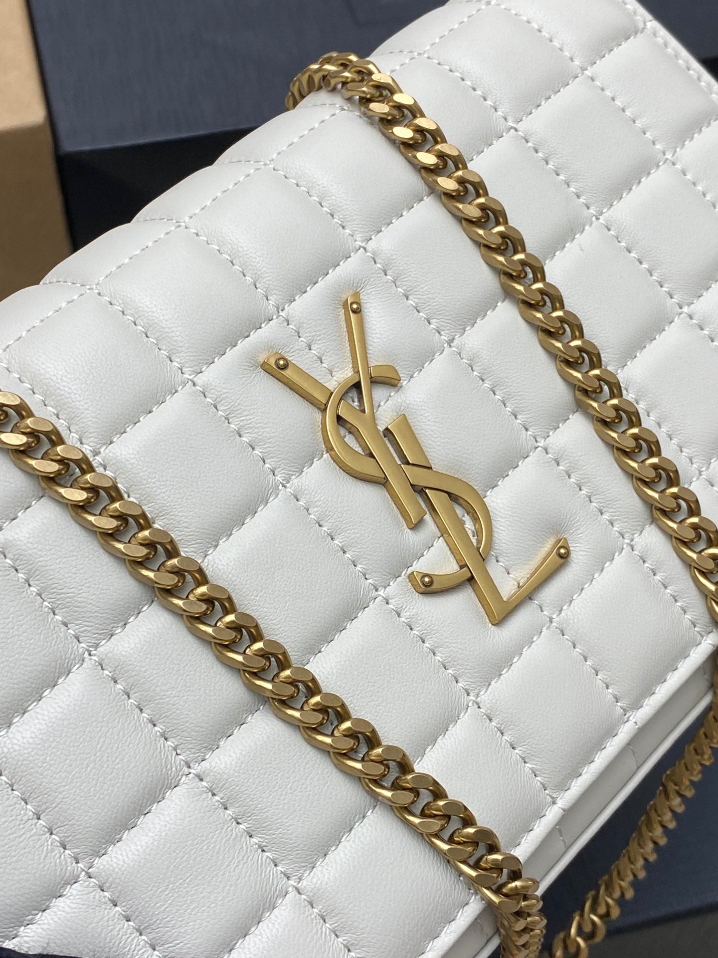 YSL Cassandre Matelassé Carré Chain Wallet IN Lambskin
