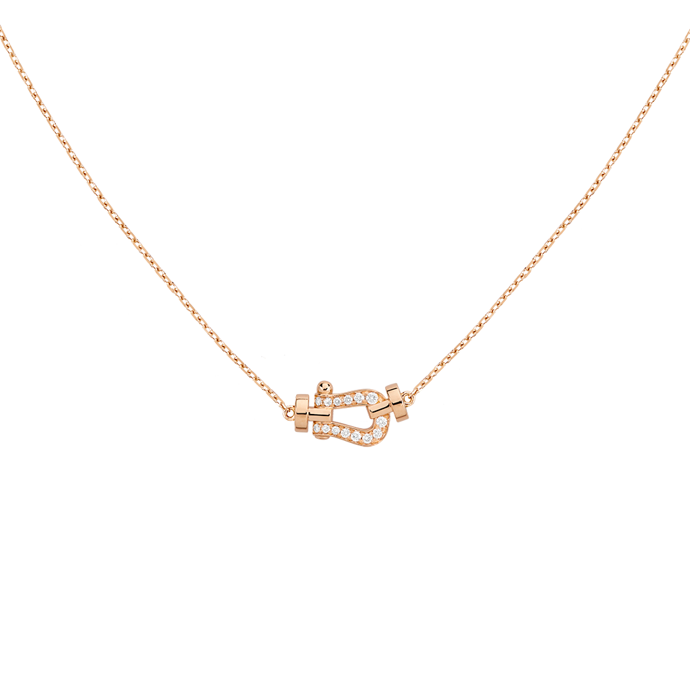 FRED FORCE 10 NECKLACE SMALL MODEL IN Stainless steel and gold plating PINK GOLD AND DIAMONDS