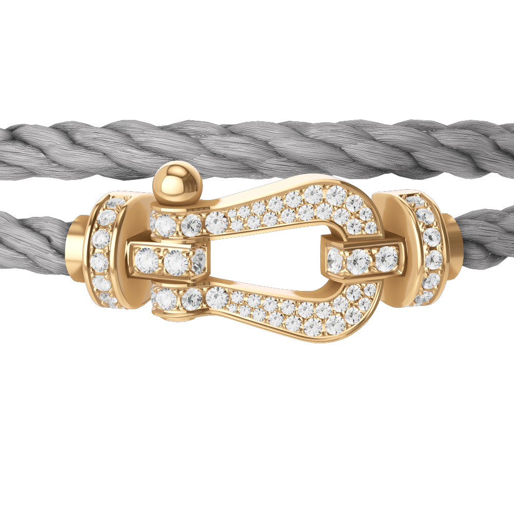 FRED FORCE 10 BRACELET Stainless steel and gold plating YELLOW GOLD AND DIAMONDS LARGE MODEL