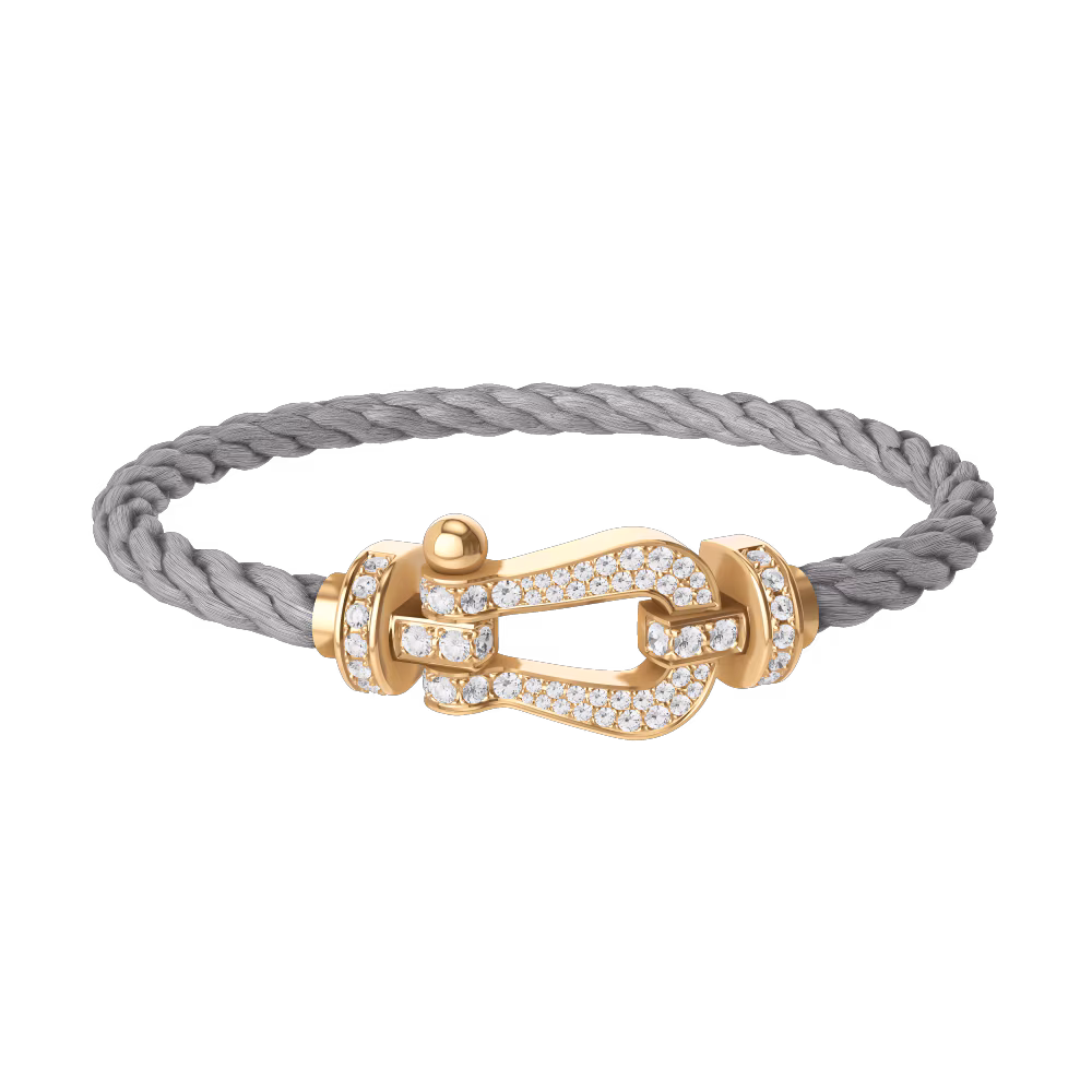 FRED FORCE 10 BRACELET Stainless steel and gold plating YELLOW GOLD AND DIAMONDS LARGE MODEL