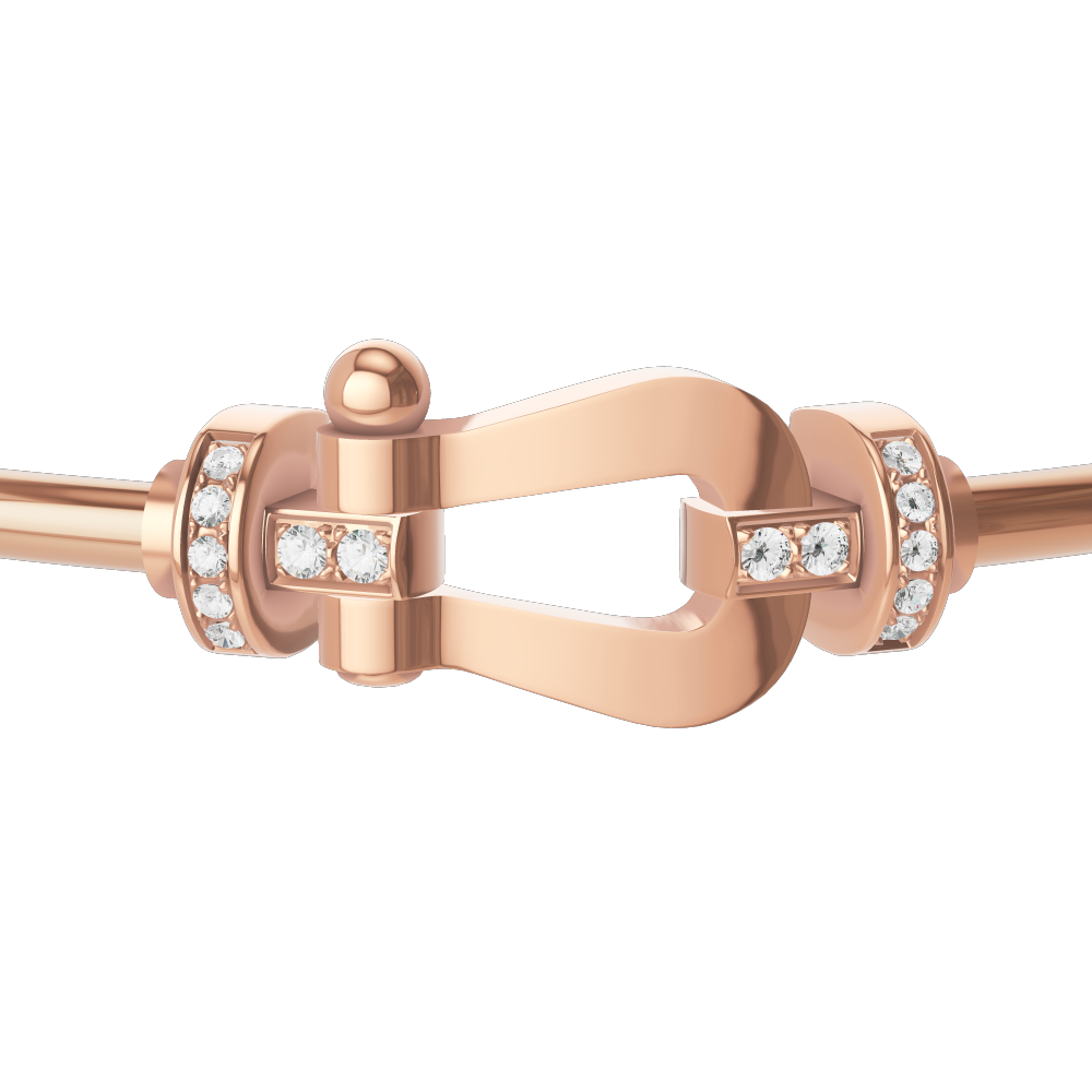 FRED FORCE 10 BRACELET Stainless steel and gold plating PINK GOLD AND DIAMONDS LARGE MODEL