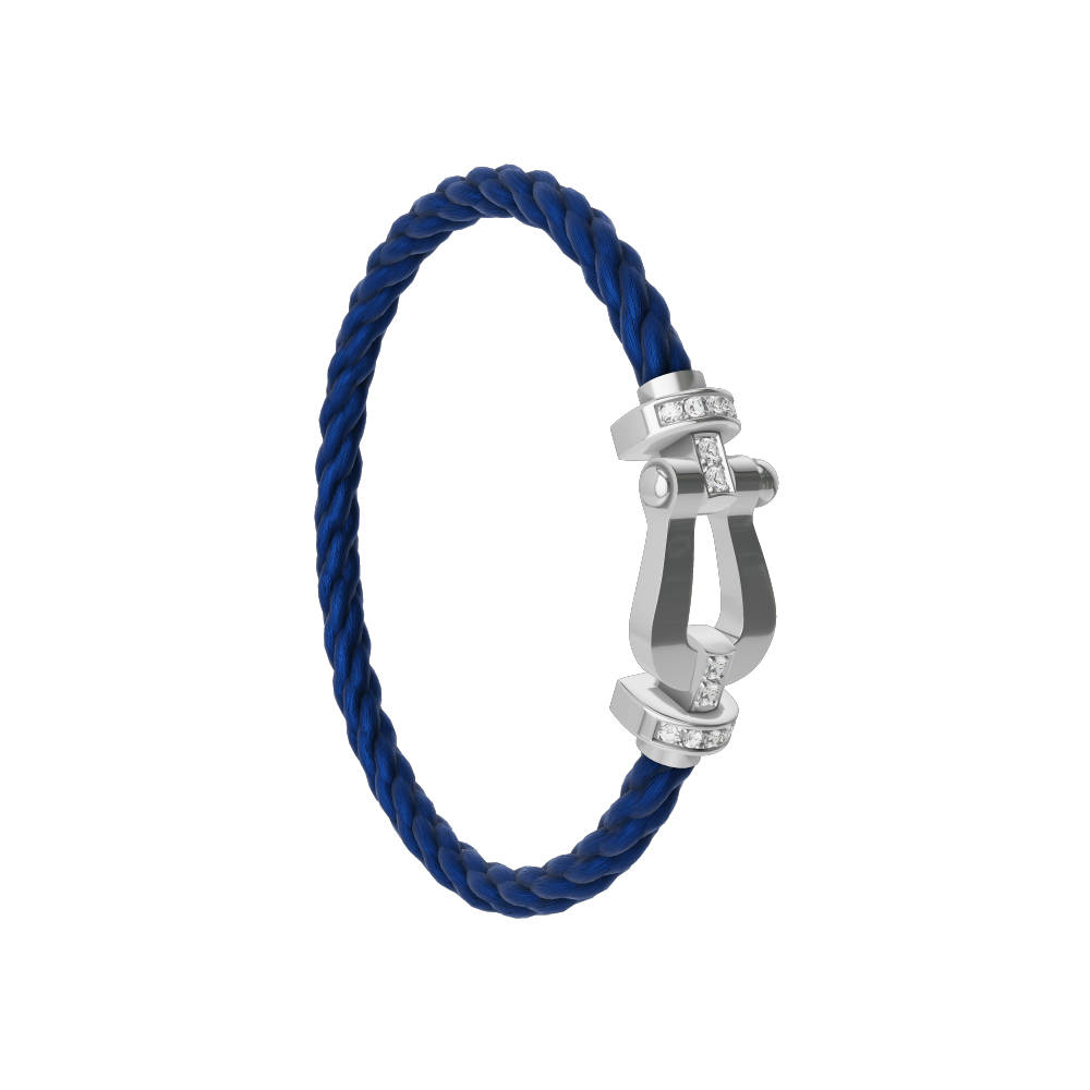 FRED FORCE 10 BRACELET Stainless steel and gold plating WHITE GOLD AND DIAMONDS LARGE MODEL