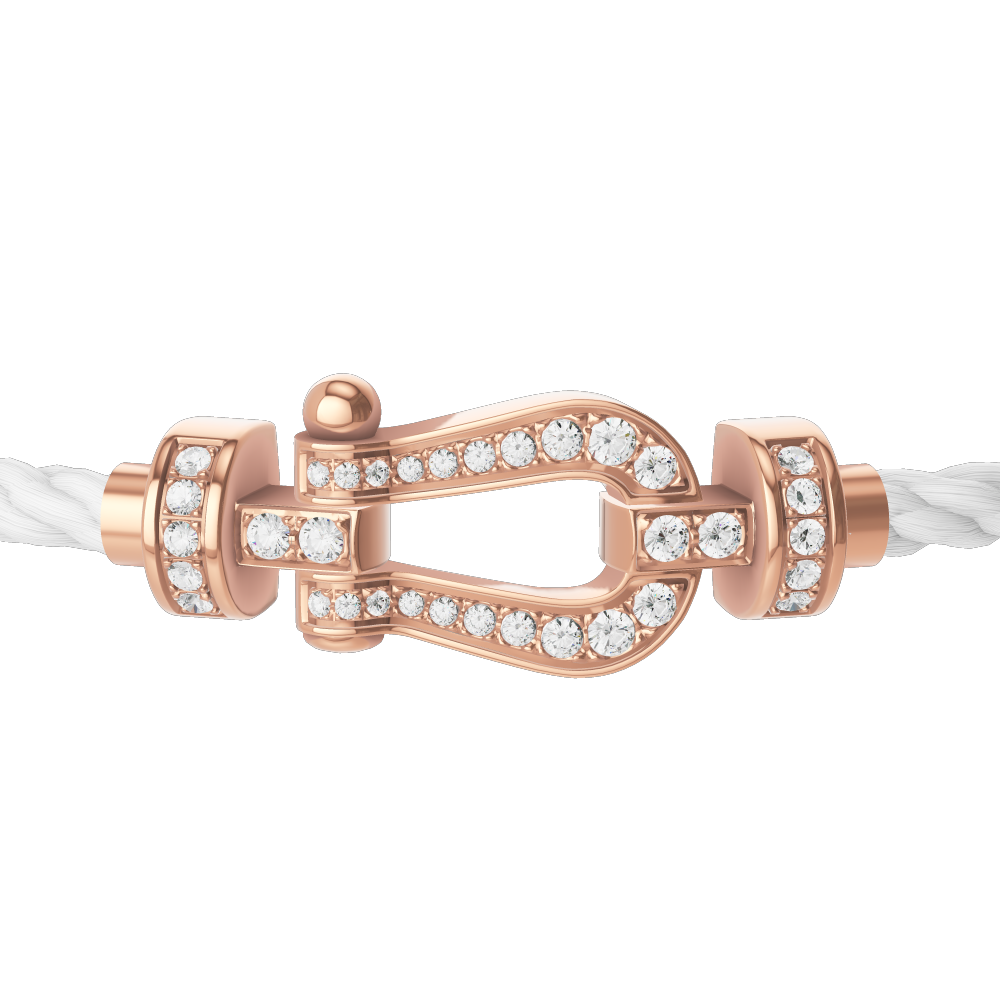 FRED FORCE 10 BRACELET Stainless steel and gold plating PINK GOLD AND DIAMONDS MEDIUM MODEL