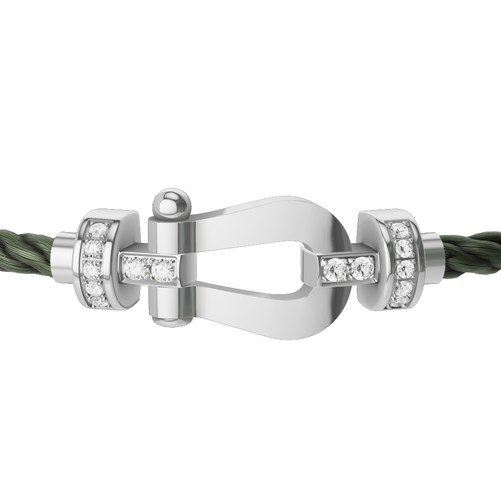 FRED FORCE 10 BRACELET Stainless steel and gold plating WHITE GOLD AND DIAMONDS MEDIUM MODEL