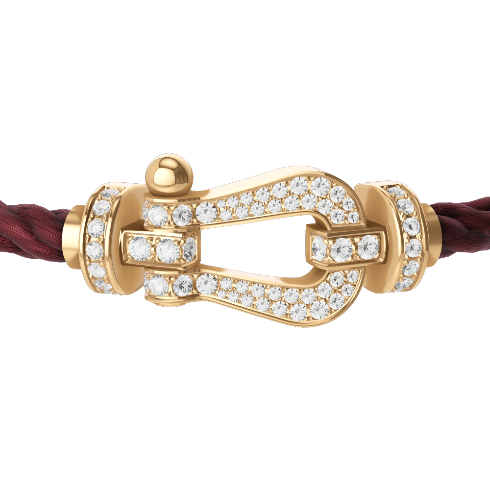FRED FORCE 10 BRACELET Stainless steel and gold plating YELLOW GOLD AND DIAMONDS LARGE MODEL