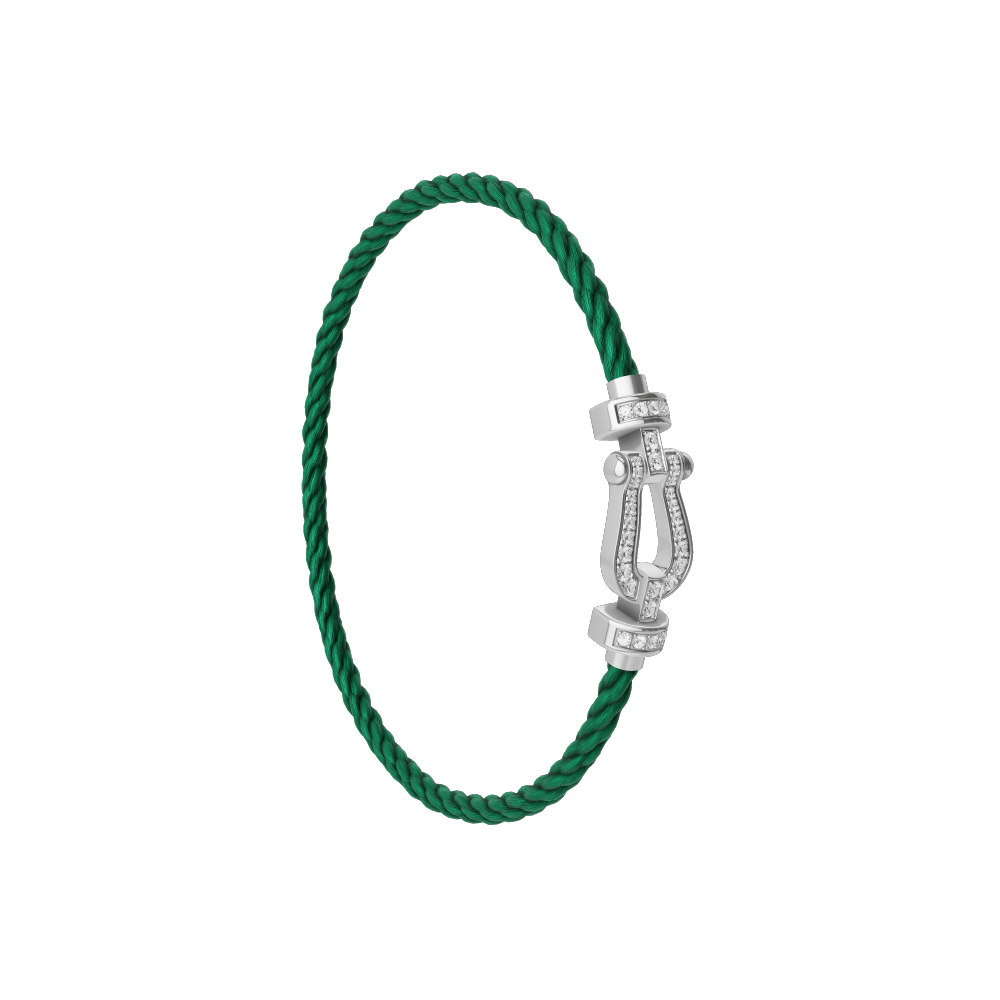 FRED FORCE 10 BRACELET Stainless steel and gold plating WHITE GOLD AND DIAMONDS MEDIUM MODEL