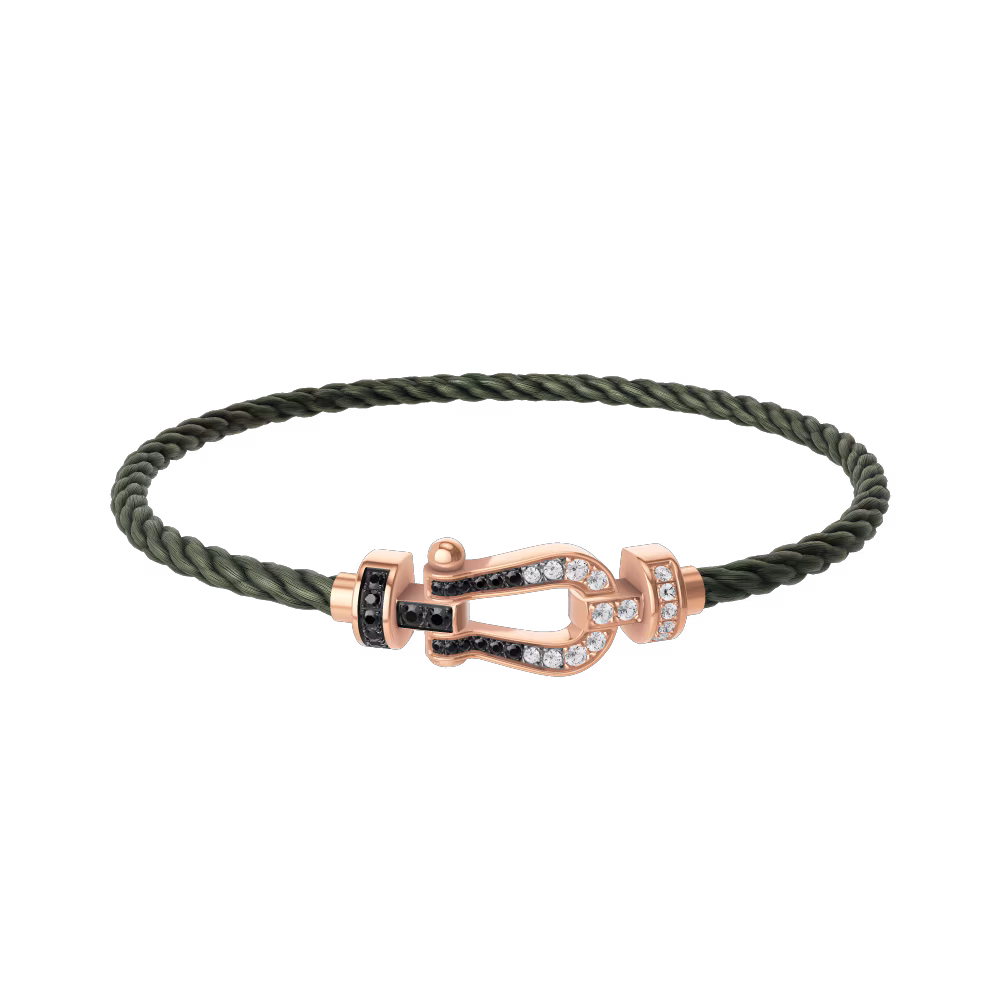 FRED FORCE 10 BRACELET Stainless steel and gold plating PINK GOLD AND SAPPHIRE, RUBIES, DIAMONDS LARGE MODEL
