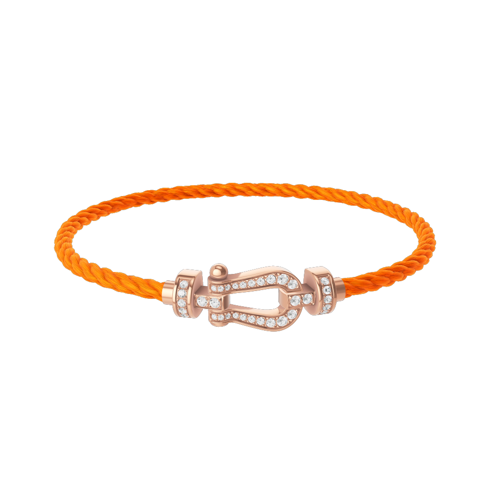 FRED FORCE 10 BRACELET Stainless steel and gold plating PINK GOLD AND DIAMONDS MEDIUM MODEL