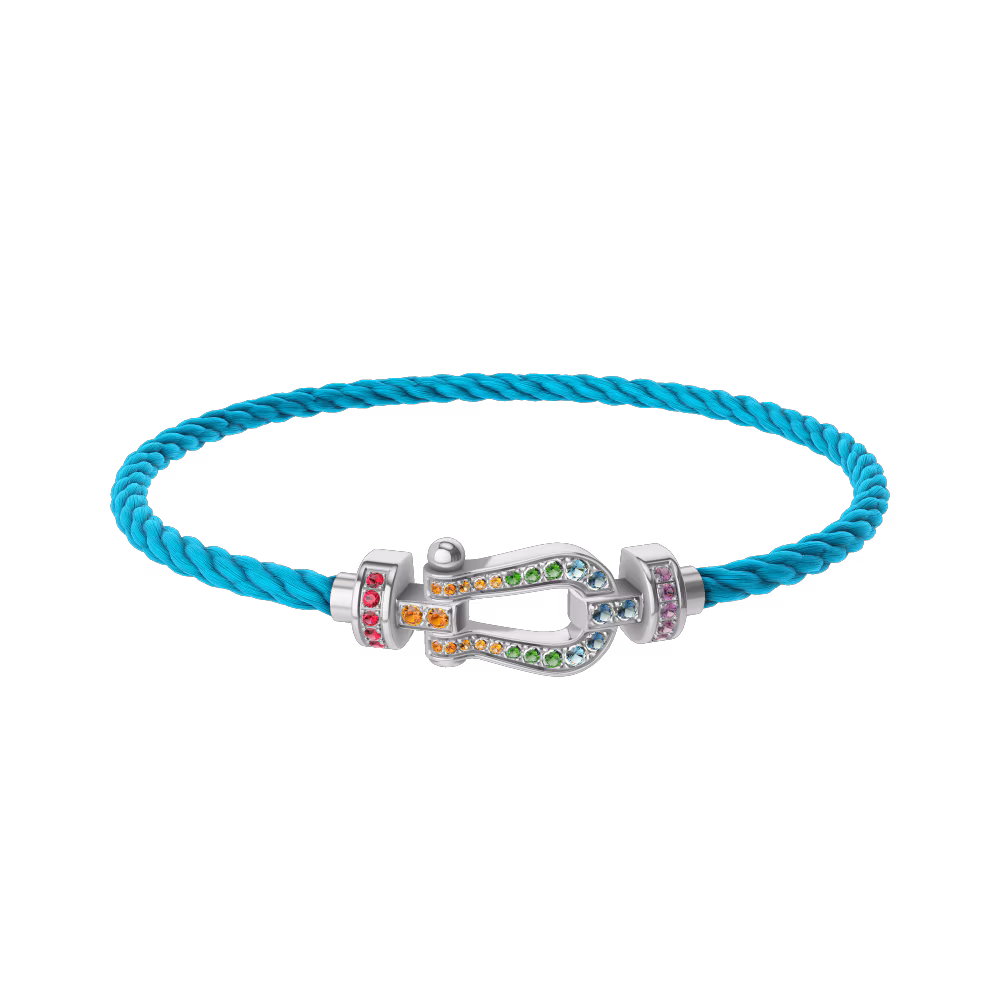 FRED FORCE 10 BRACELET MEDIUM MODEL IN Stainless steel and gold plating WHITE GOLD AND COLOURED STONES