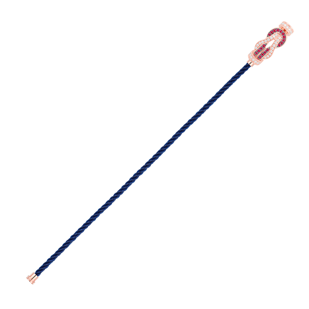 FRED CHANCE INFINIE BRACELET Stainless steel and gold plating PINK GOLD DIAMANTS AND RUBIES MEDIUM MODEL