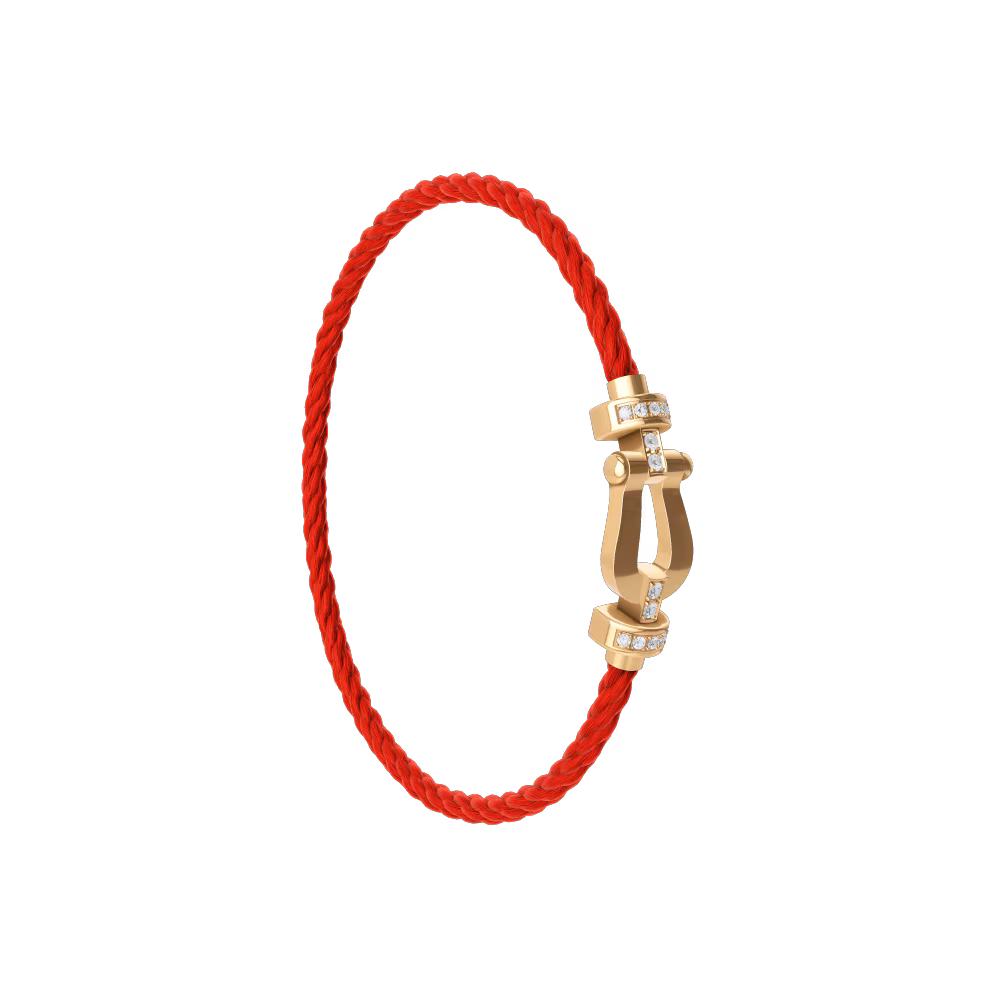 FRED FORCE 10 BRACELET Stainless steel and gold plating YELLOW GOLD AND DIAMONDS MEDIUM MODEL