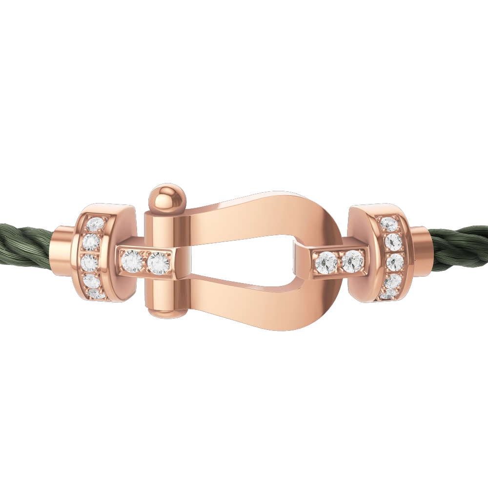 FRED FORCE 10 BRACELET Stainless steel and gold plating PINK GOLD AND DIAMONDS MEDIUM MODEL