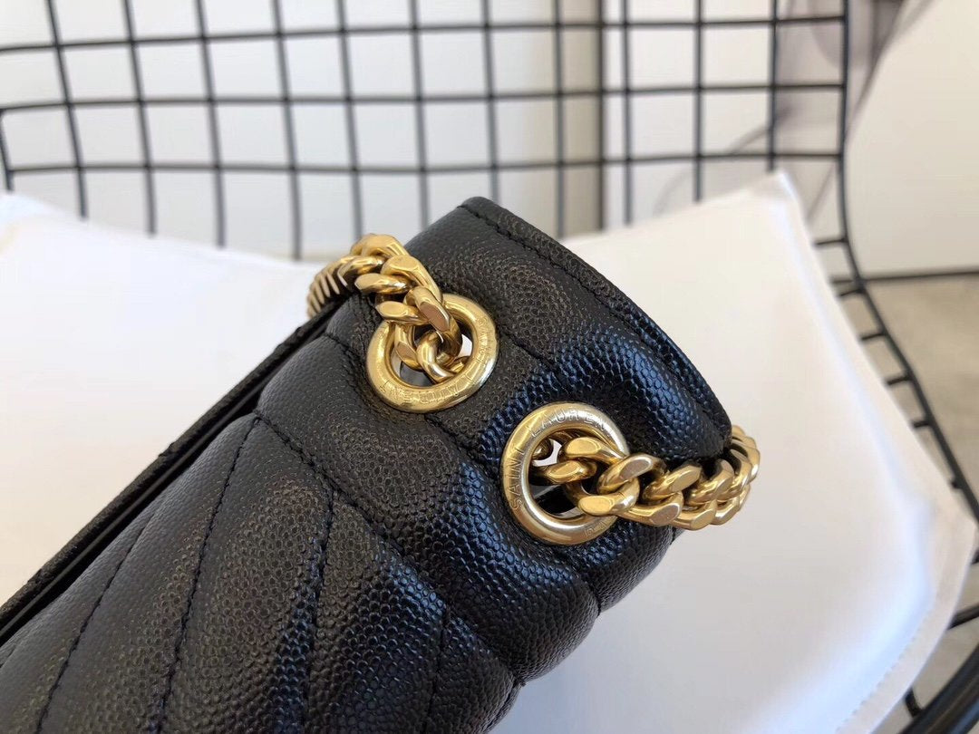 YSL ENVELOPE MEDIUM BAG IN MIX MATELASSÉ GRAIN DE POUDRE EMBOSSED LEATHER