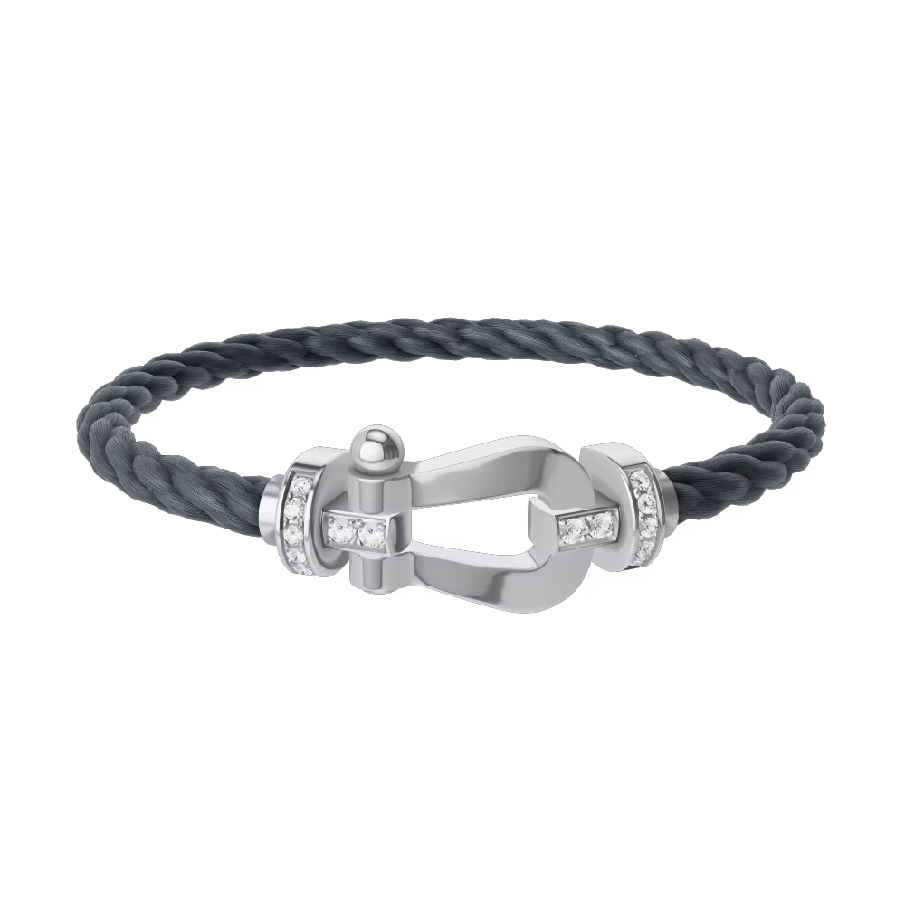 FRED FORCE 10 BRACELET Stainless steel and gold plating WHITE GOLD AND DIAMONDS LARGE MODEL