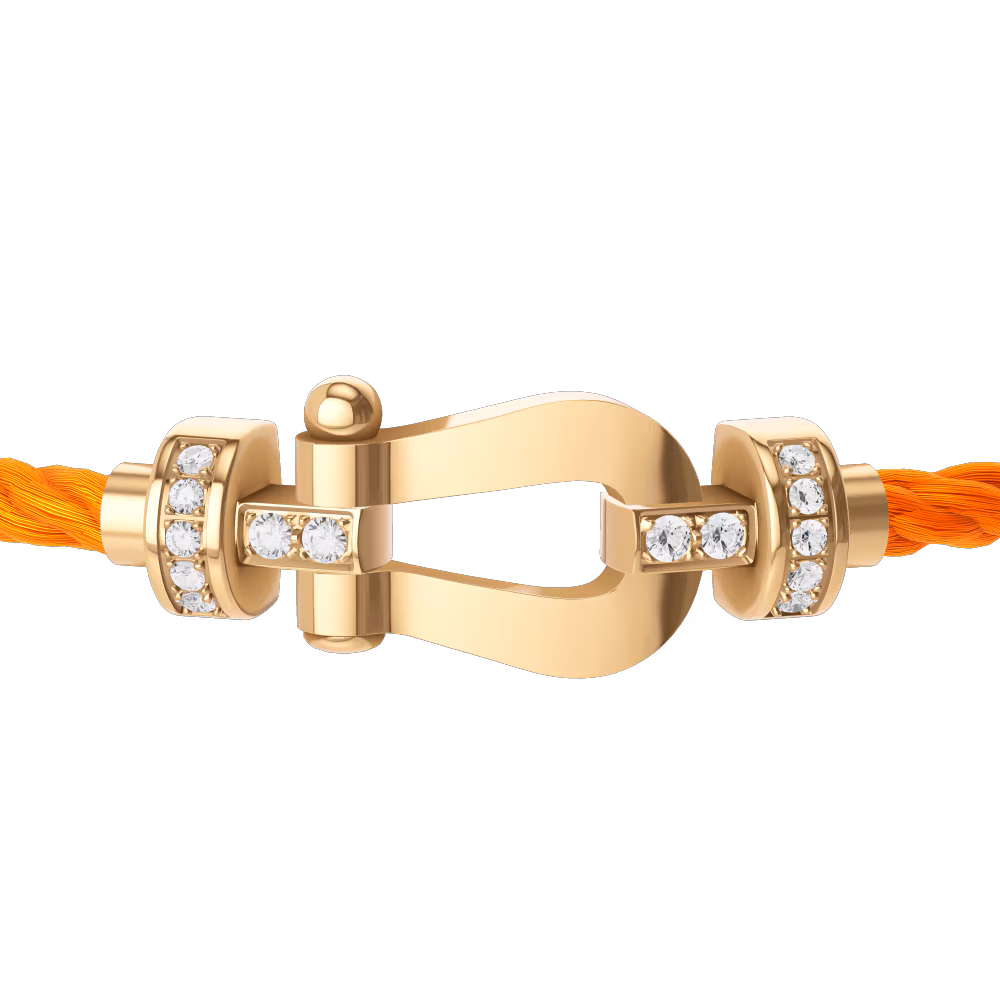 FRED FORCE 10 BRACELET Stainless steel and gold plating YELLOW GOLD AND DIAMONDS MEDIUM MODEL