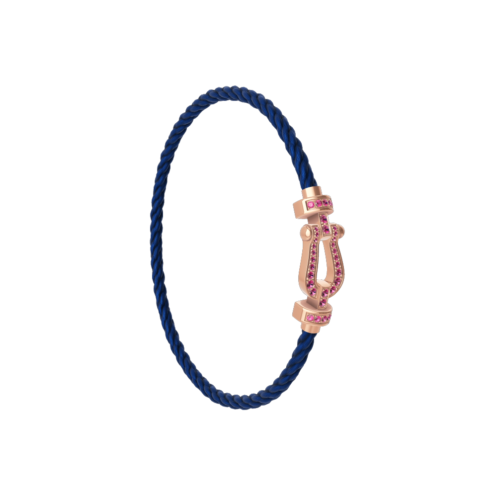FRED FORCE 10 BRACELET Stainless steel and gold plating PINK GOLD AND PINK SAPPHIRES MEDIUM MODEL