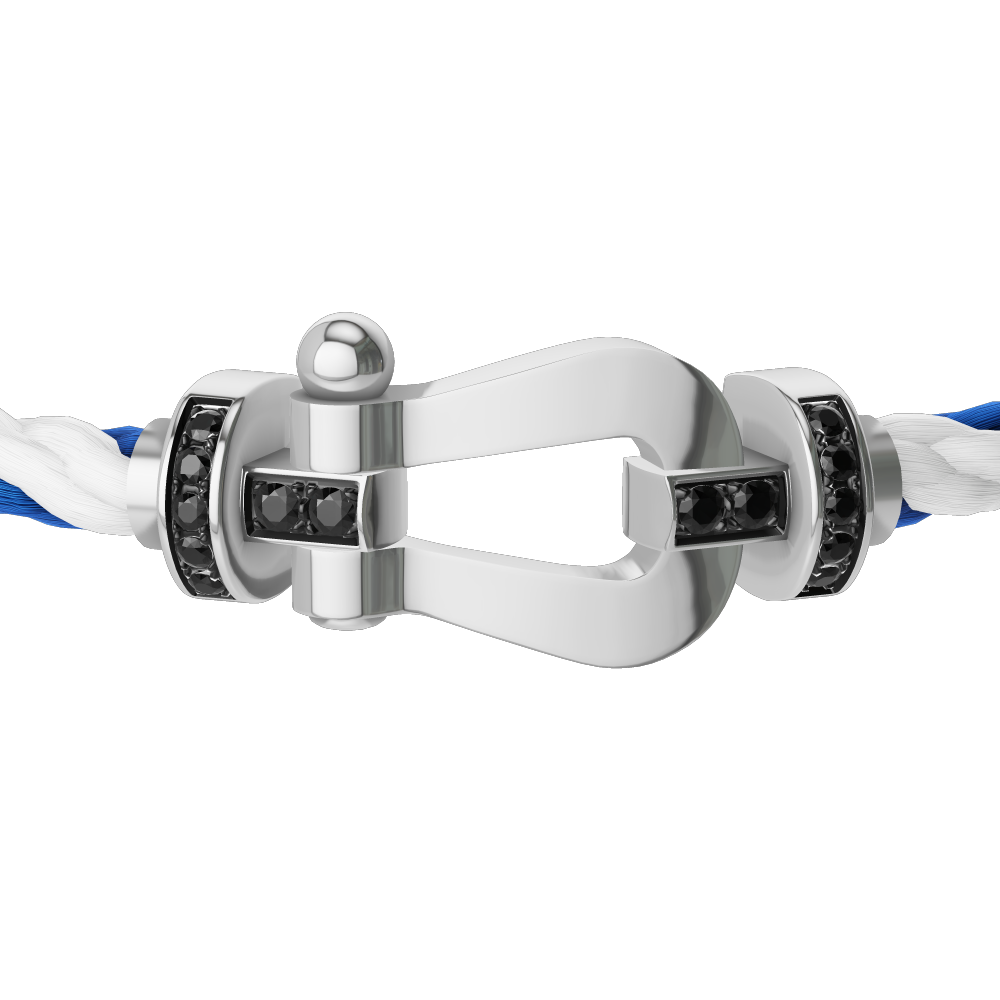 FRED FORCE 10 BRACELET Stainless steel and gold plating WHITE GOLD AND BLACK DIAMONDS LARGE MODEL