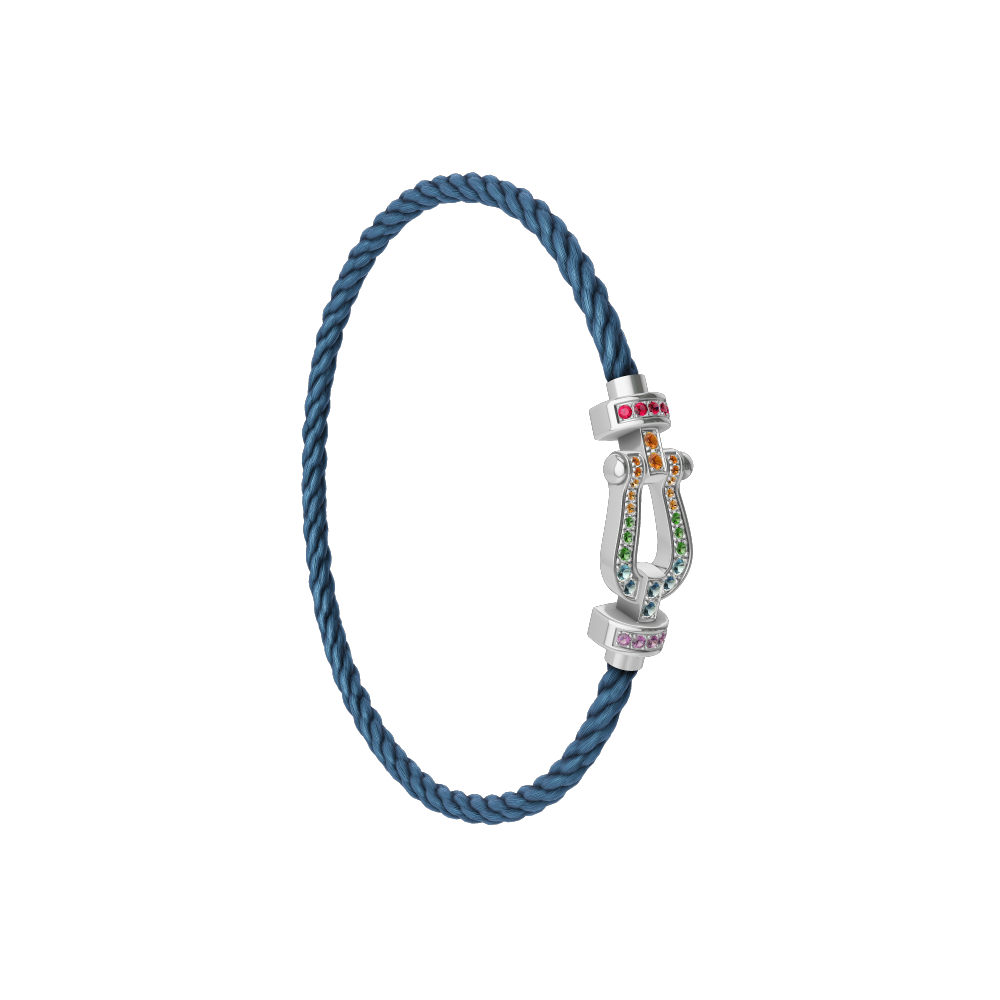 FRED FORCE 10 BRACELET MEDIUM MODEL IN Stainless steel and gold plating WHITE GOLD AND COLOURED STONES