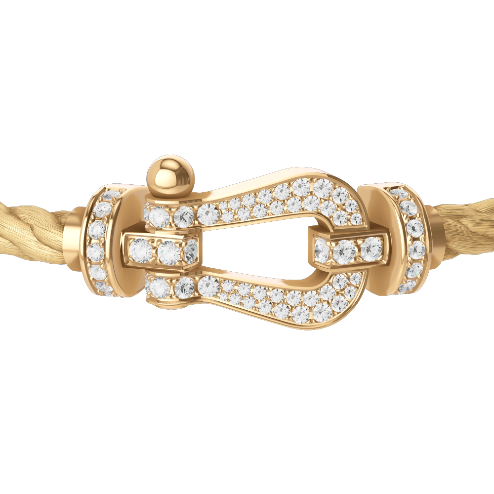 FRED FORCE 10 BRACELET Stainless steel and gold plating YELLOW GOLD AND DIAMONDS LARGE MODEL