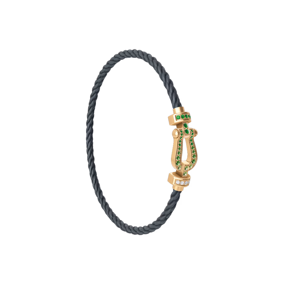 FRED FORCE 10 BRACELET Stainless steel and gold plating YELLOW GOLD AND COLORED STONES MEDIUM MODEL