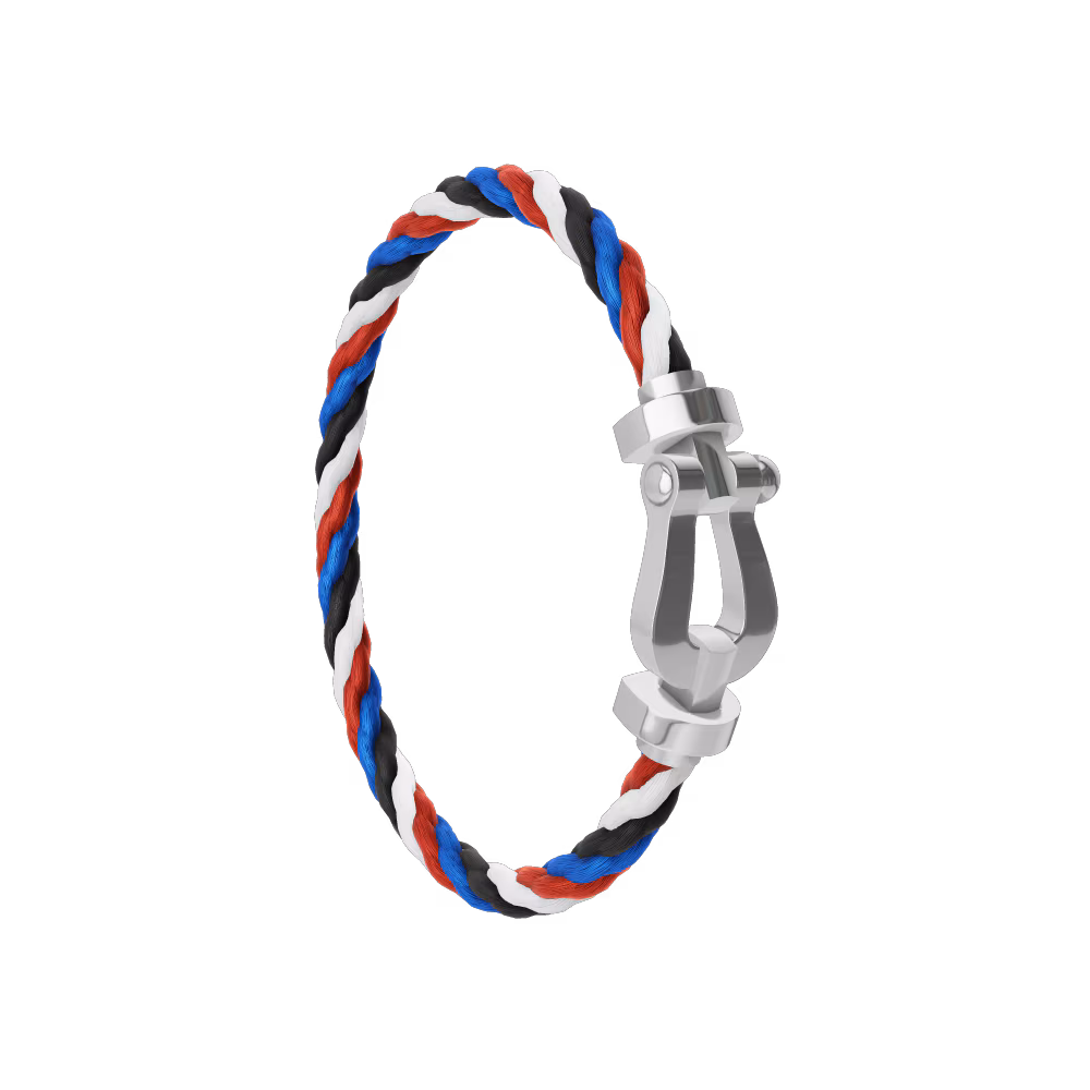 FRED FORCE 10 BRACELET Stainless steel and gold plating WHITE GOLD LARGE MODEL