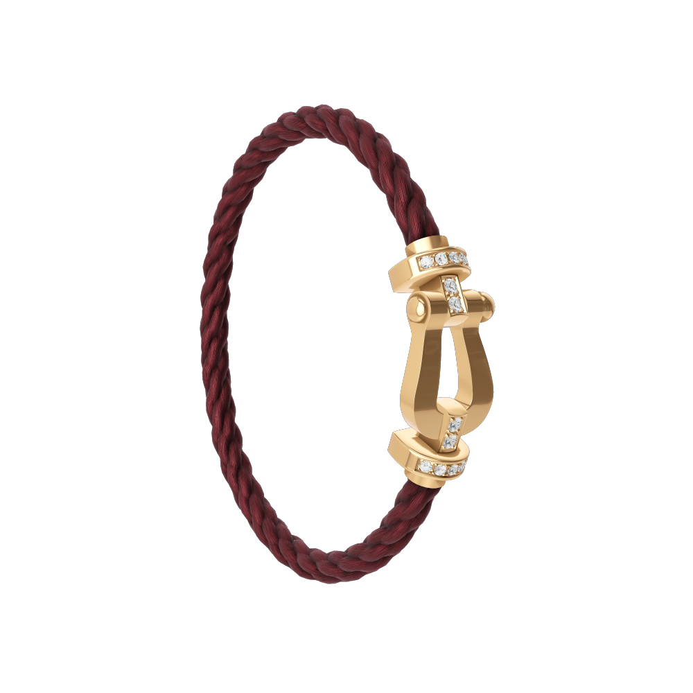 FRED FORCE 10 BRACELET Stainless steel and gold plating YELLOW GOLD AND DIAMONDS LARGE MODEL