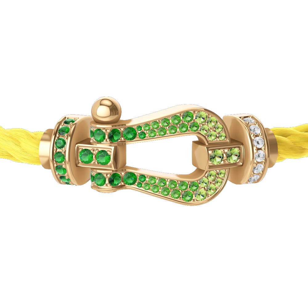 FRED FORCE 10 BRACELET Stainless steel and gold plating YELLOW GOLD AND COLORED STONES LARGE MODEL