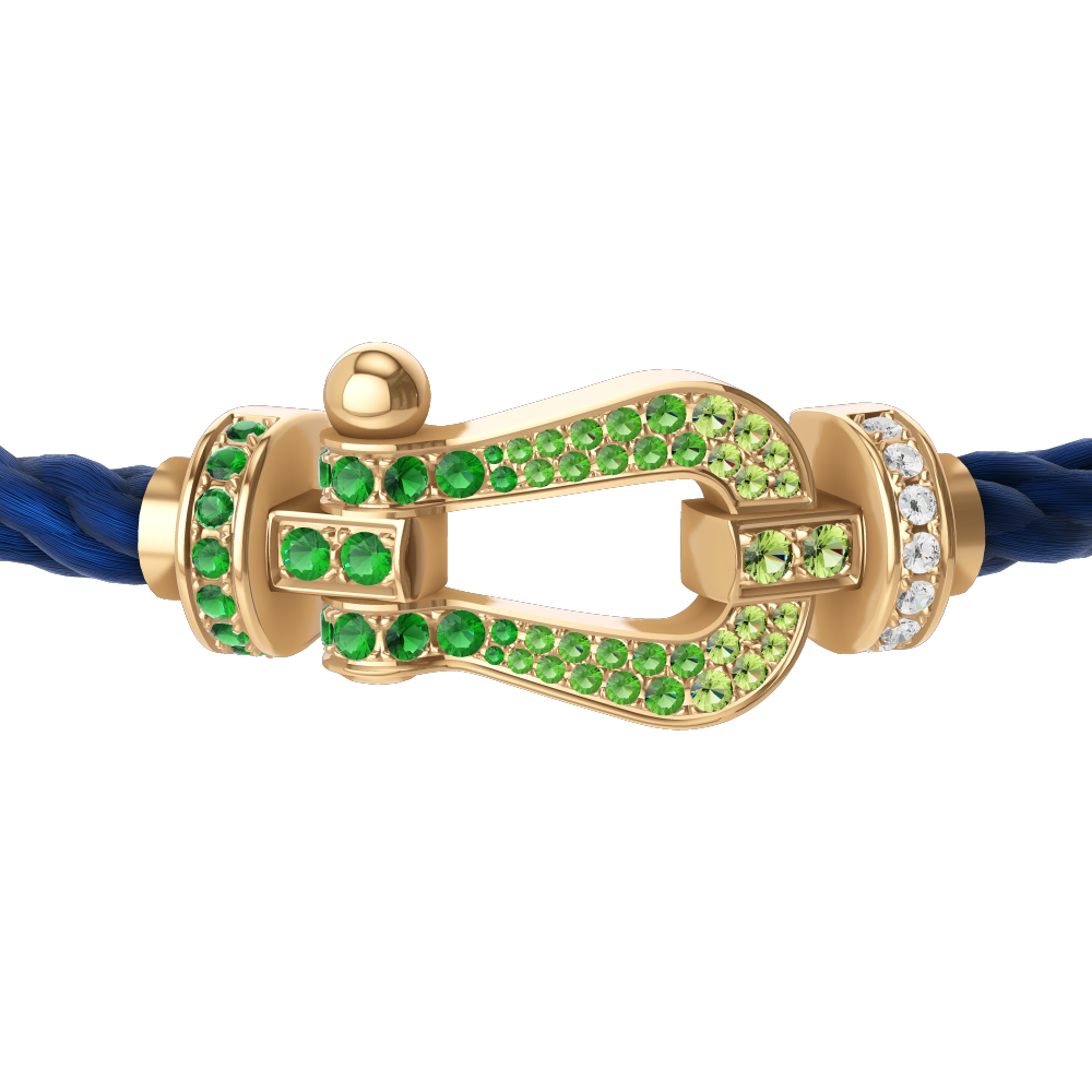 FRED FORCE 10 BRACELET Stainless steel and gold plating YELLOW GOLD AND COLORED STONES LARGE MODEL