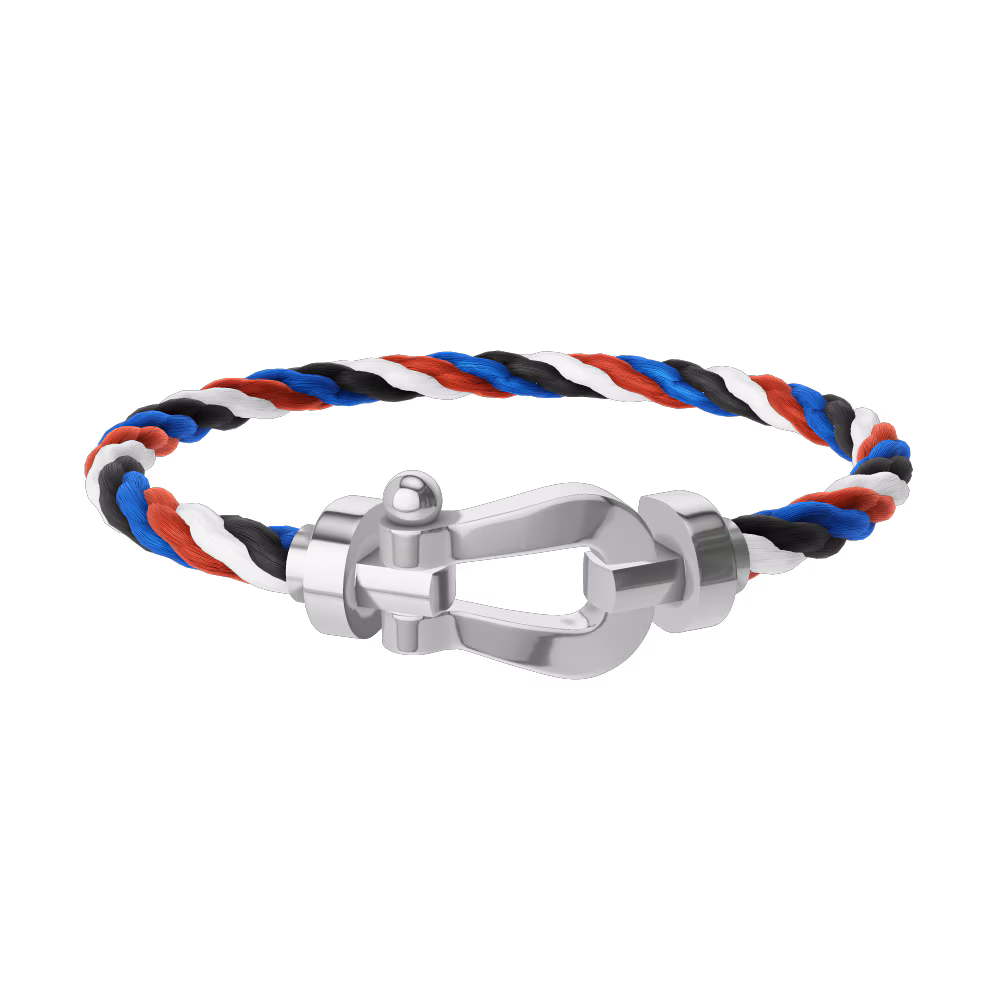 FRED FORCE 10 BRACELET Stainless steel and gold plating WHITE GOLD LARGE MODEL