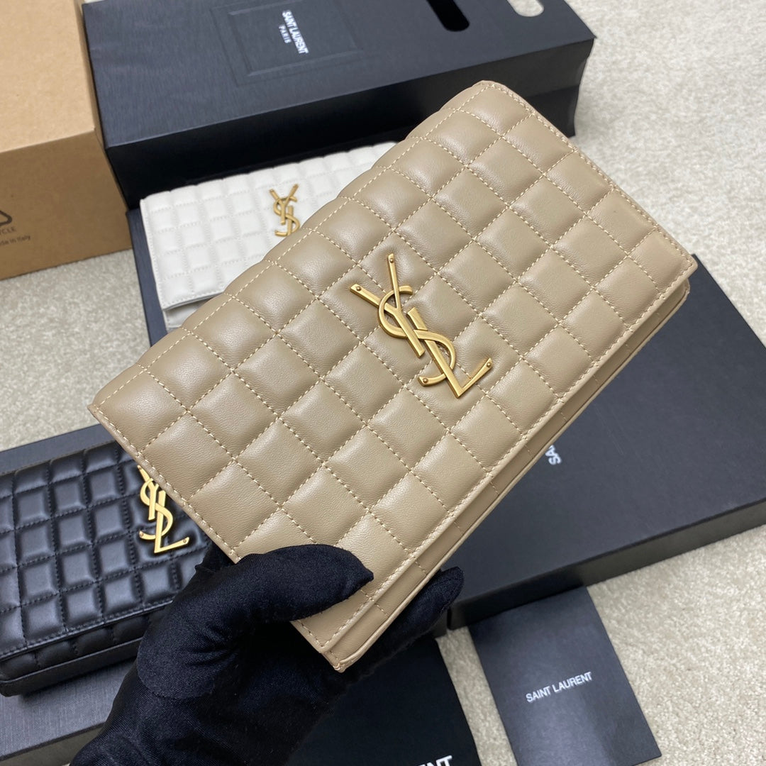 YSL Cassandre Matelassé Carré Chain Wallet IN Lambskin