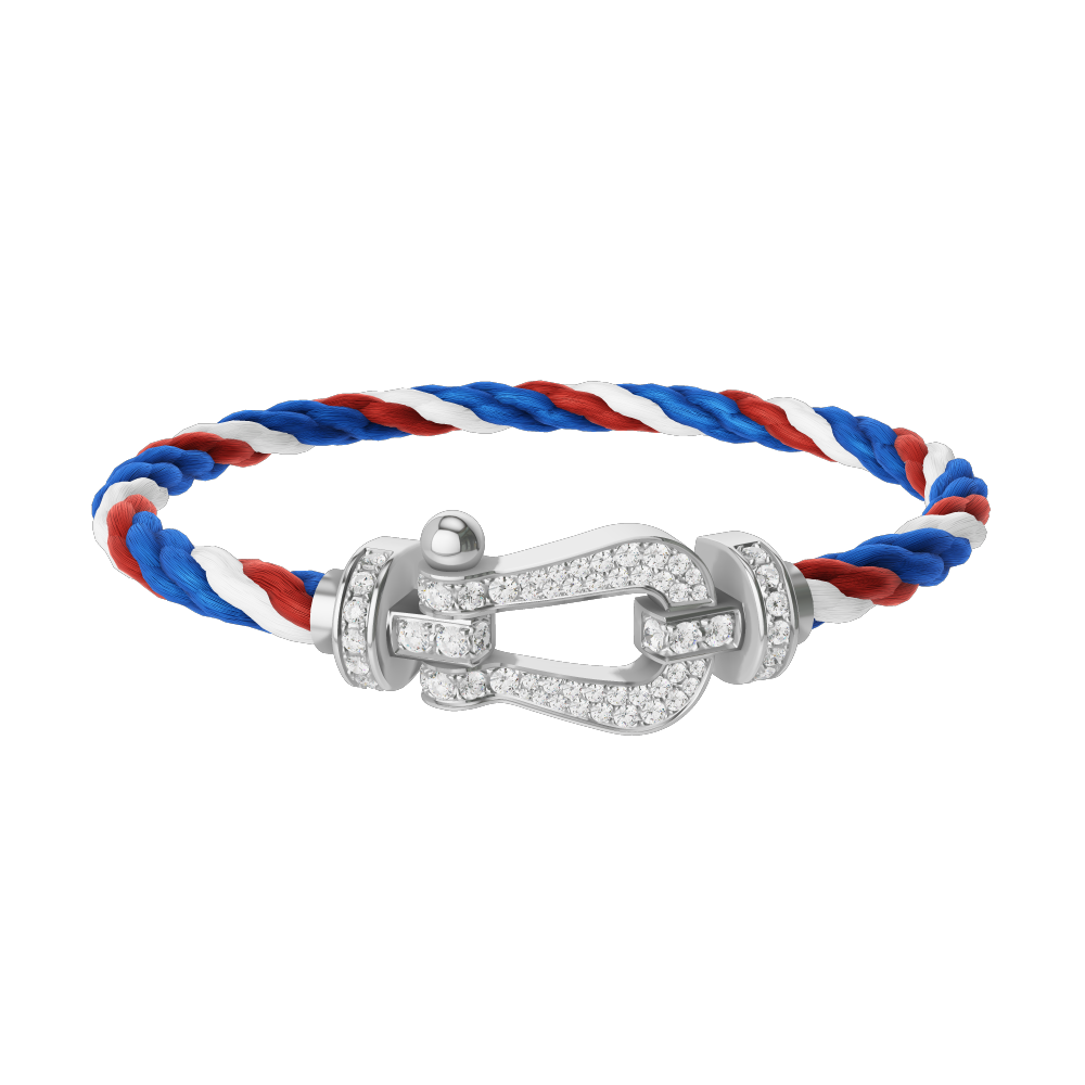 FRED FORCE 10 BRACELET Stainless steel and gold plating WHITE GOLD AND DIAMONDS LARGE MODEL